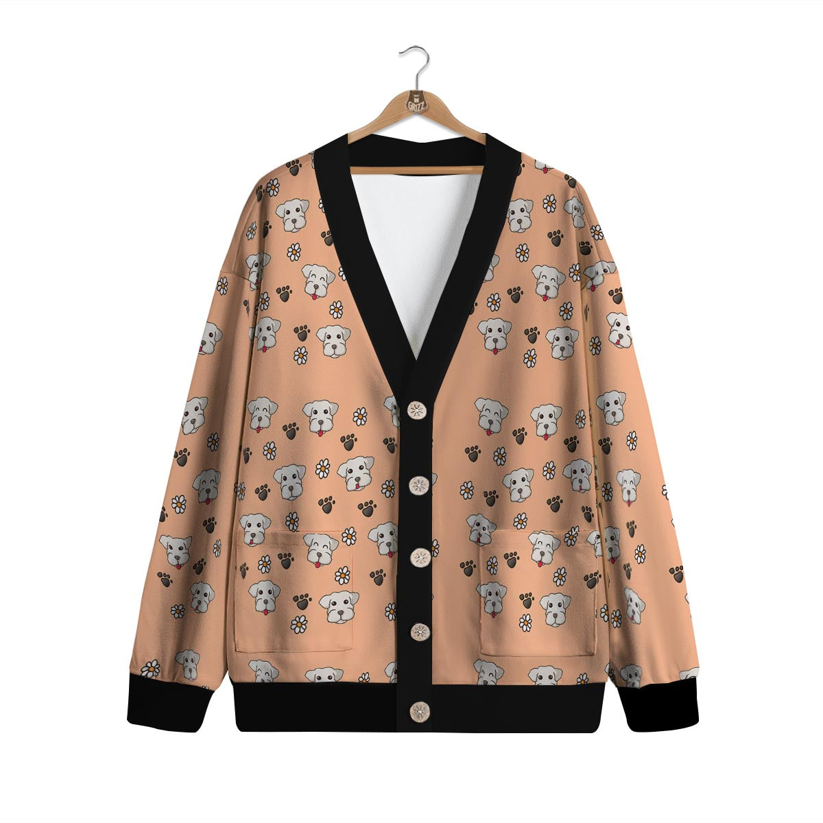 Puppy Shih Tzu Print Pattern Cardigan-grizzshop