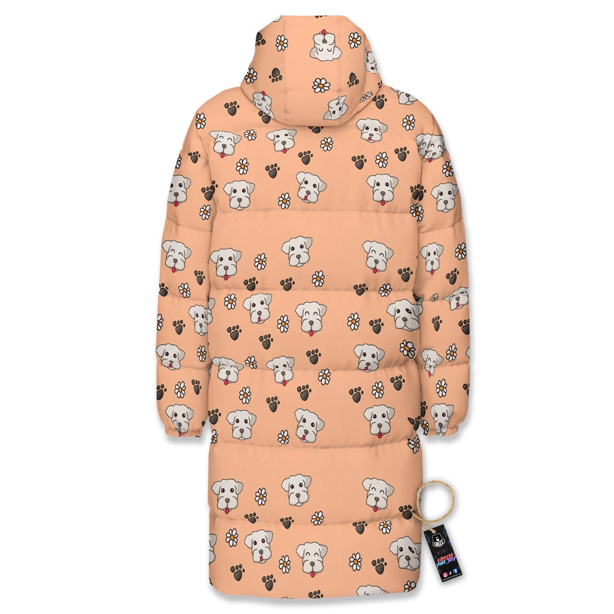 Puppy Shih Tzu Print Pattern Long Down Jacket-grizzshop