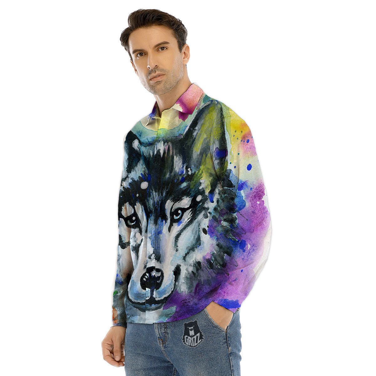 Puppy Shih Tzu Print Pattern Men's Dress Shirts-grizzshop