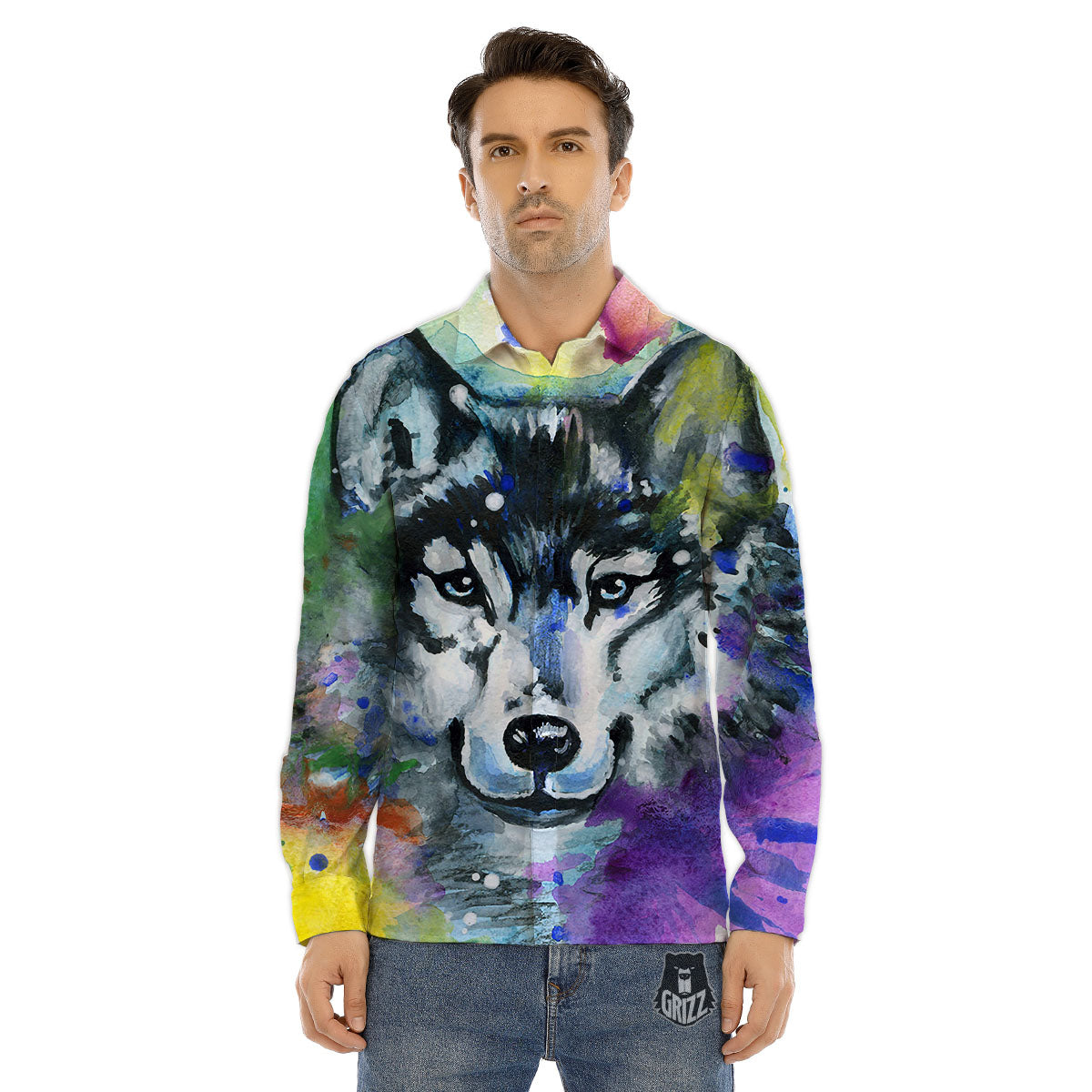 Puppy Shih Tzu Print Pattern Men's Dress Shirts-grizzshop