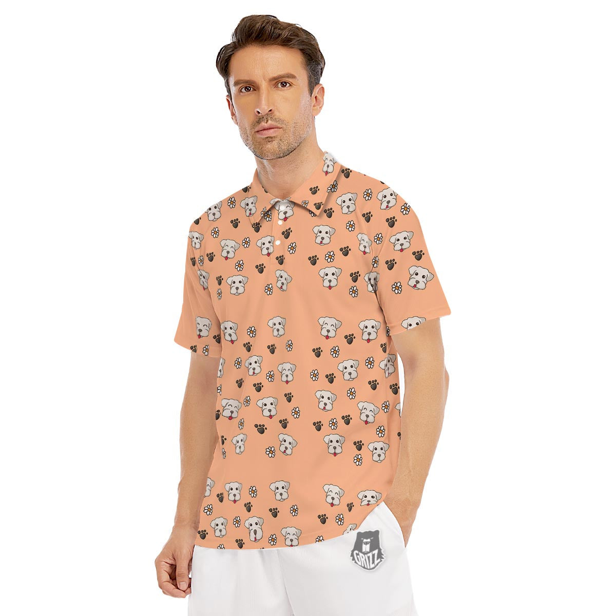 Puppy Shih Tzu Print Pattern Men's Golf Shirts-grizzshop