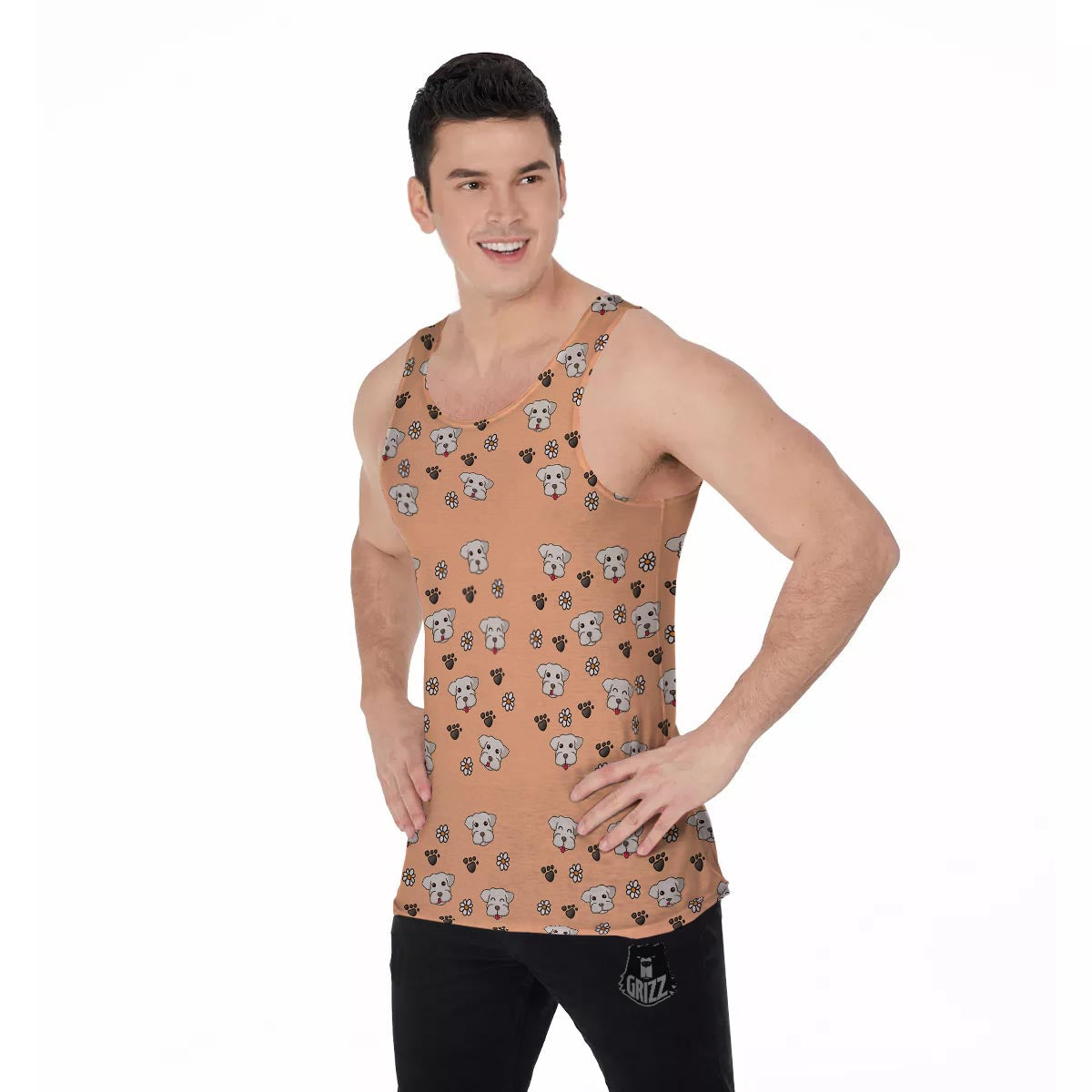 Puppy Shih Tzu Print Pattern Men's Tank Top-grizzshop