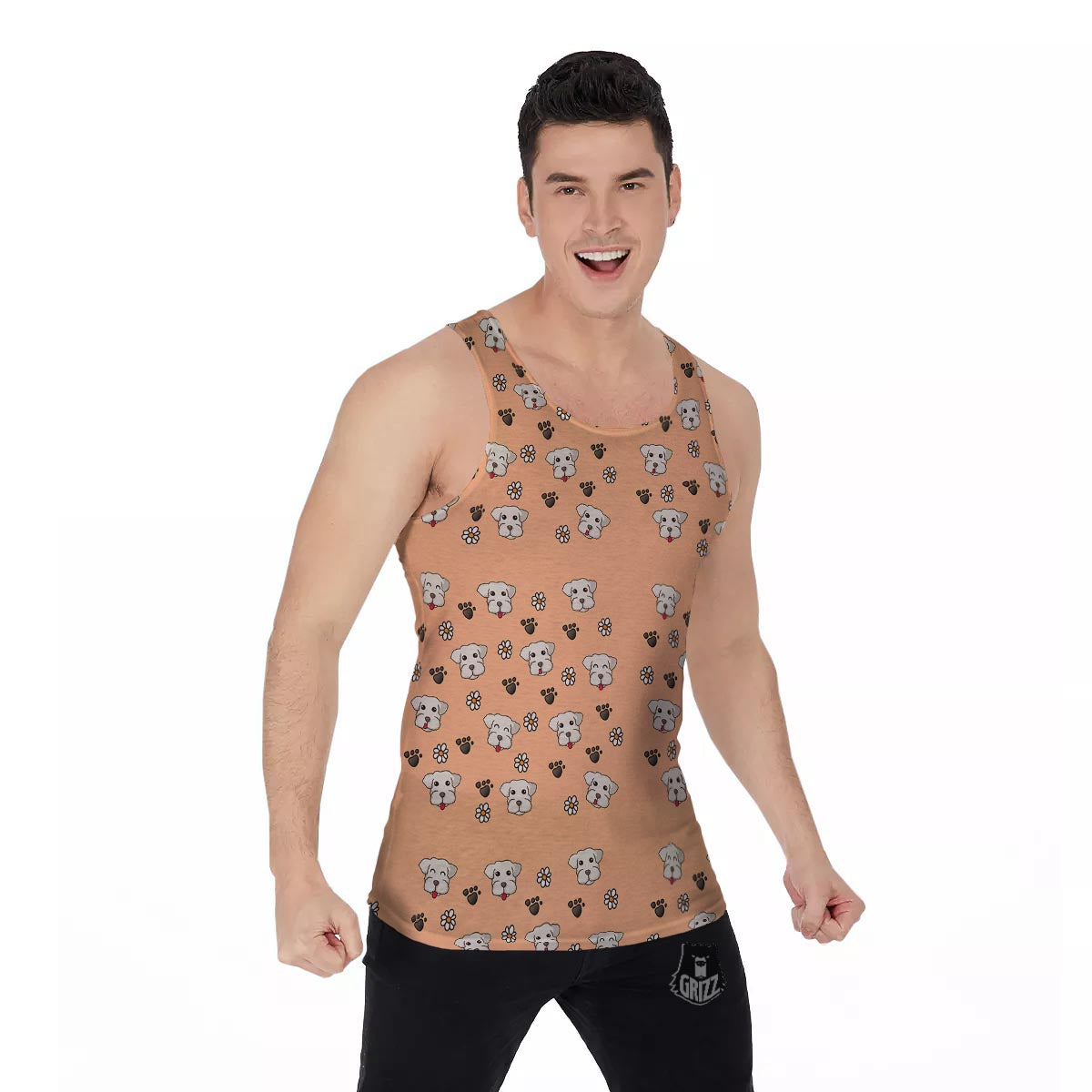 Puppy Shih Tzu Print Pattern Men's Tank Top-grizzshop