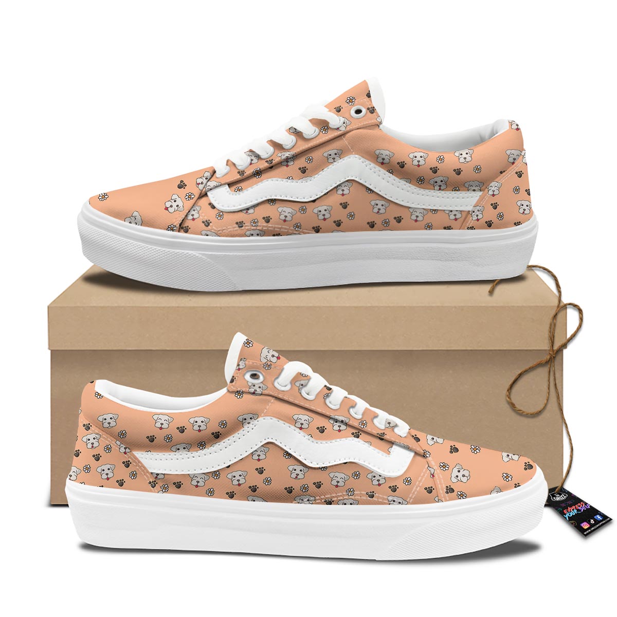 Puppy Shih Tzu Print Pattern Skate Shoes-grizzshop