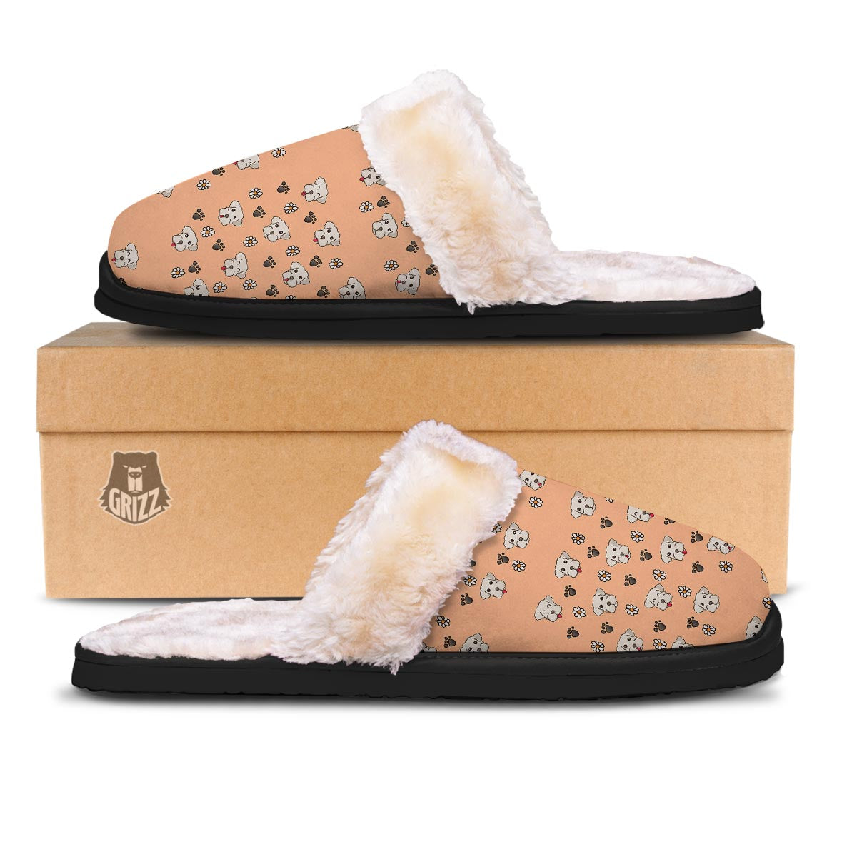 Puppy Shih Tzu Print Pattern Slippers-grizzshop