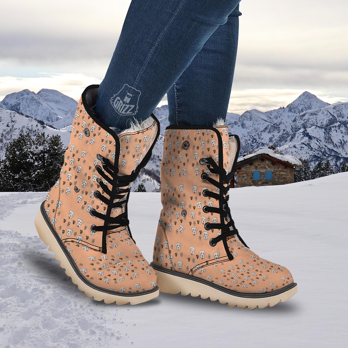 Puppy Shih Tzu Print Pattern Snow Boots-grizzshop