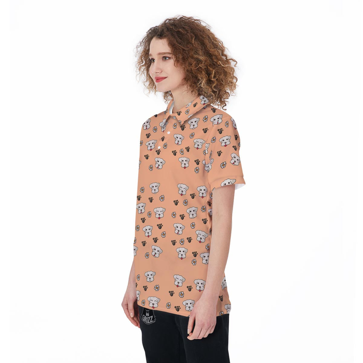 Puppy Shih Tzu Print Pattern Women's Golf Shirts-grizzshop