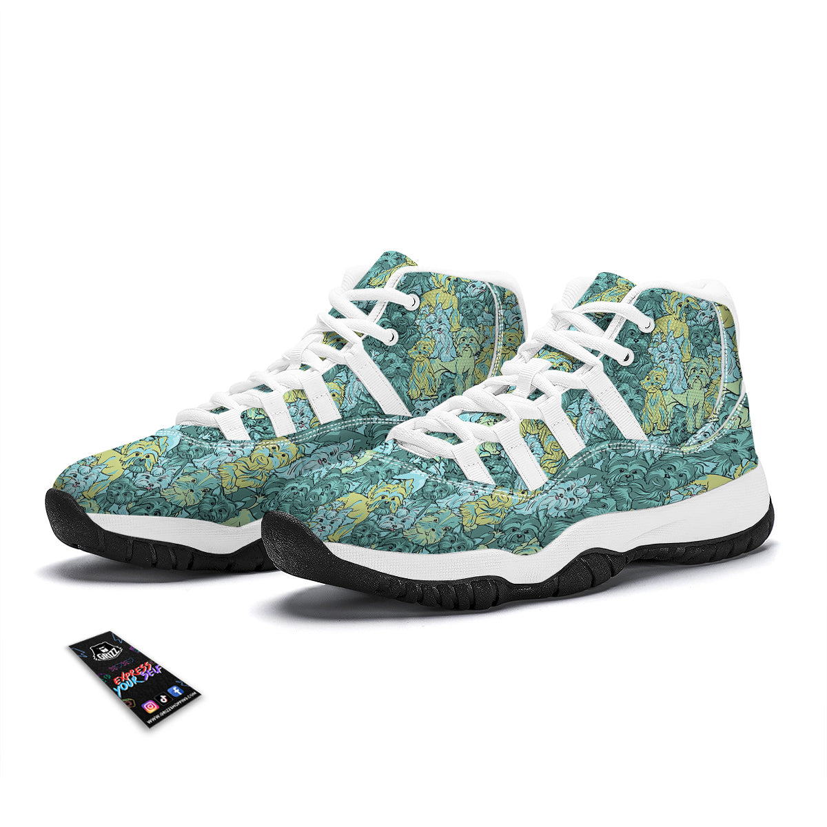 Puppy Yorkshire Terrier Dog Pattern Print White Bball Shoes-grizzshop