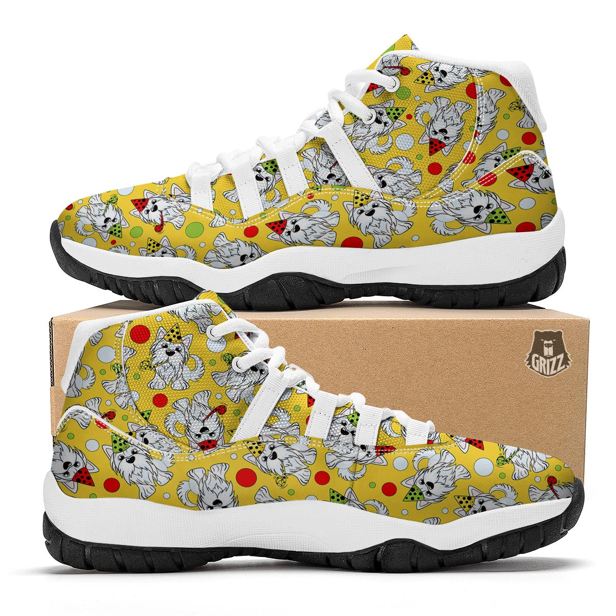 Puppy Yorkshire Terrier Dog Print Pattern White Bball Shoes-grizzshop
