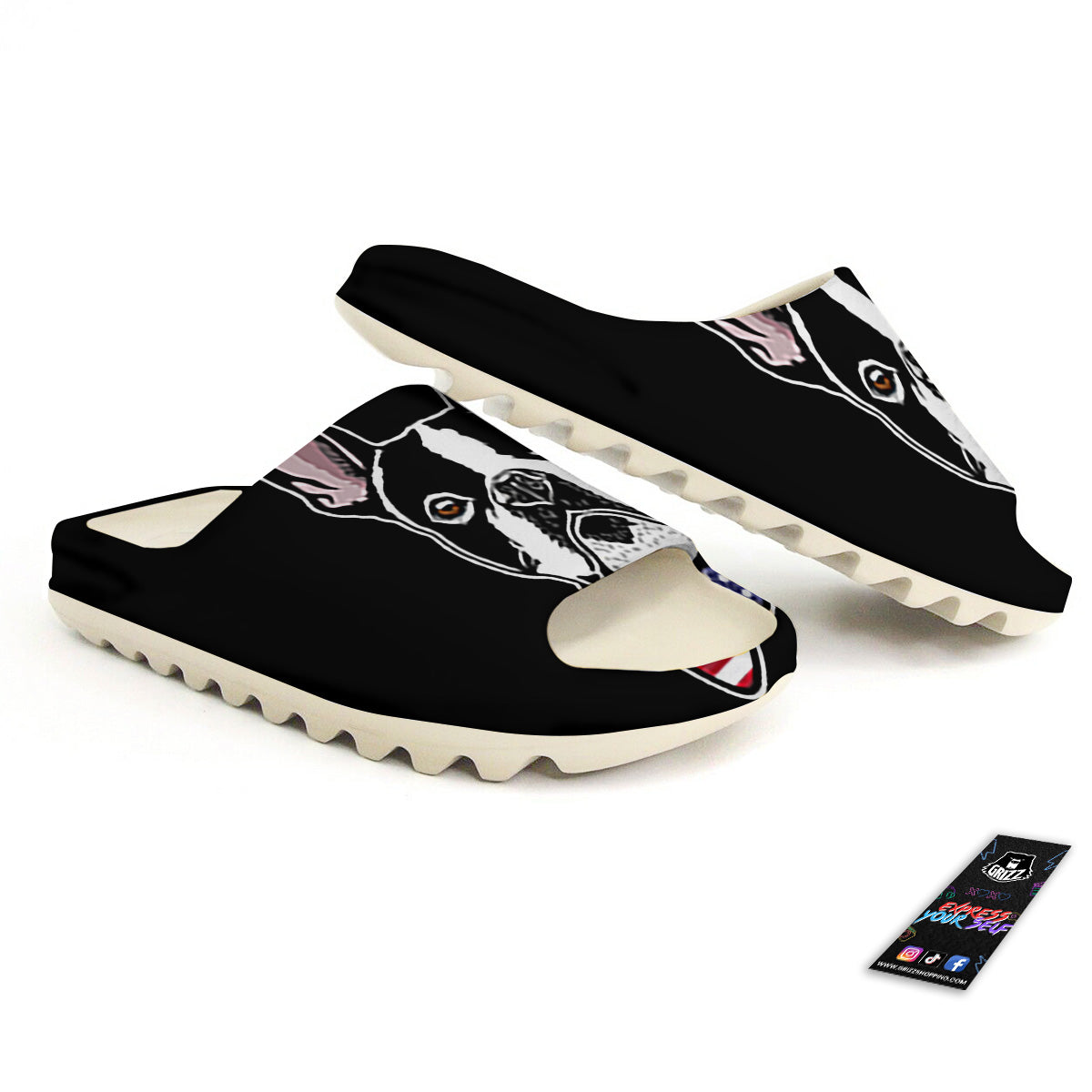 Puppy Faces Boston Terrier Print Sandals-grizzshop