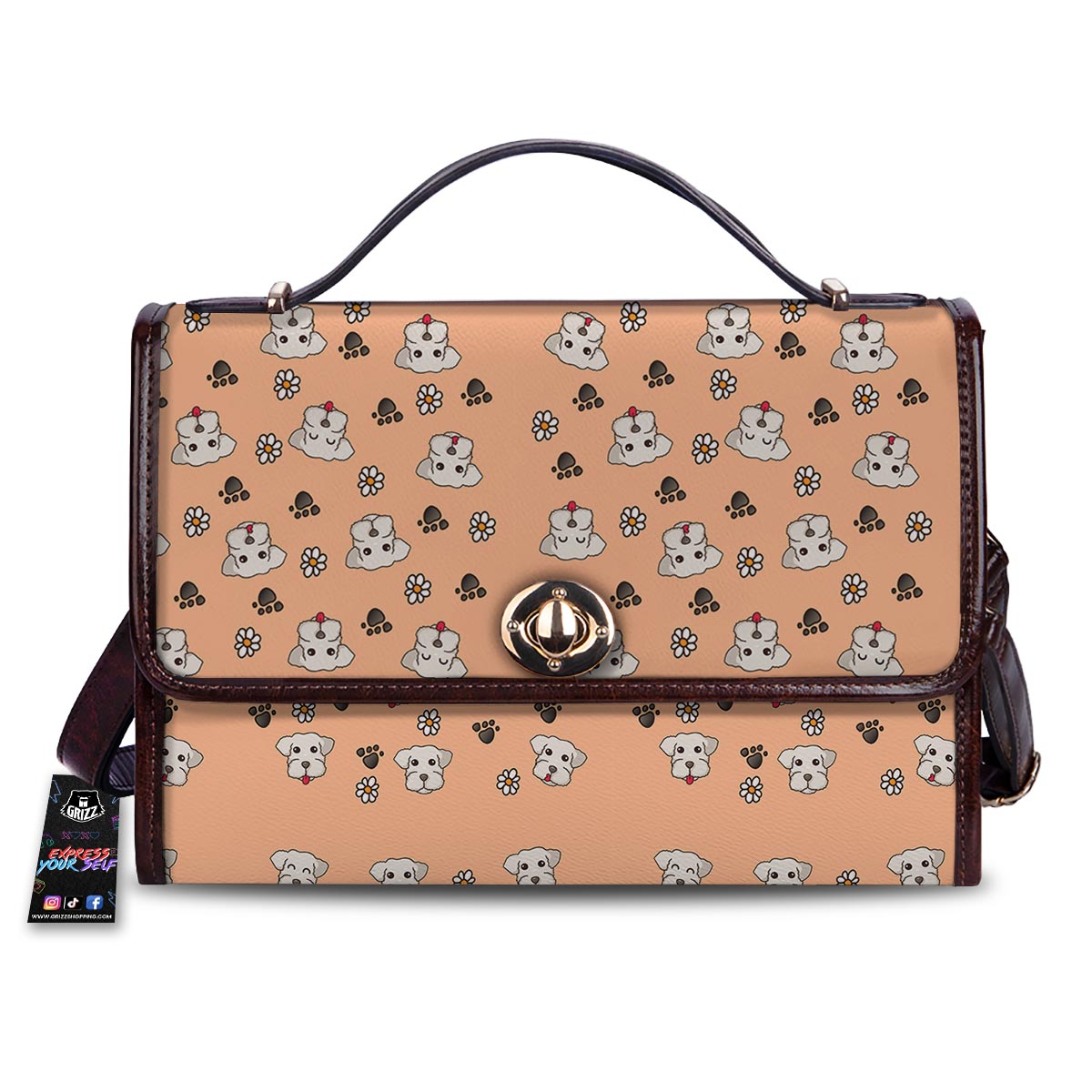 Puppy Shih Tzu Print Pattern Women's Satchel Bag