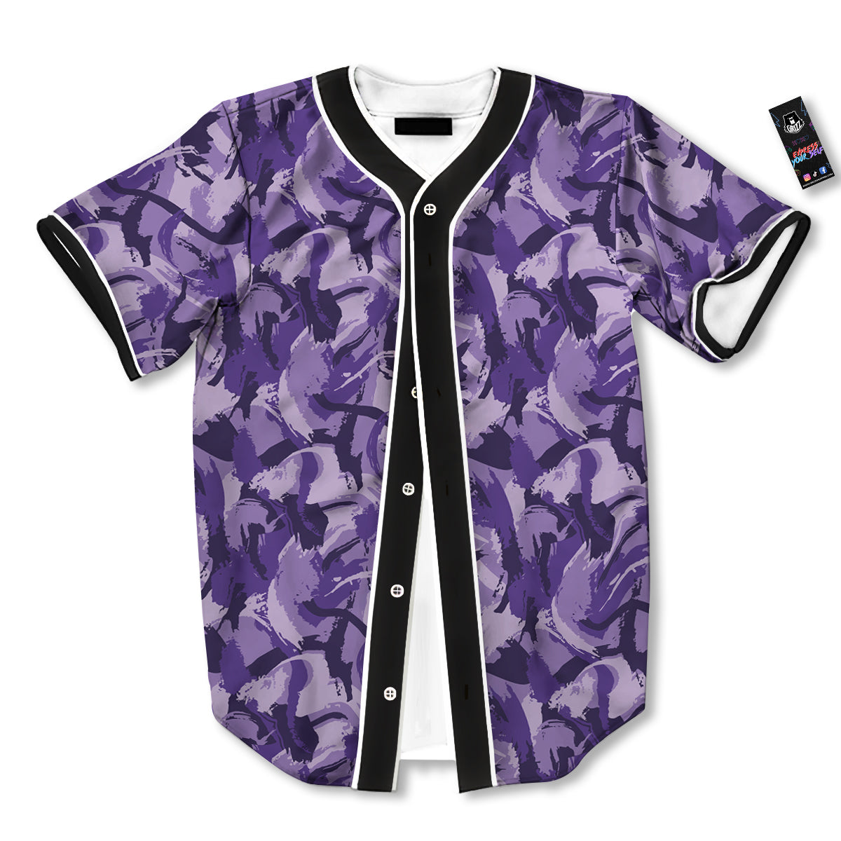 Purple Abstract Color Paint Print Baseball Jersey-grizzshop
