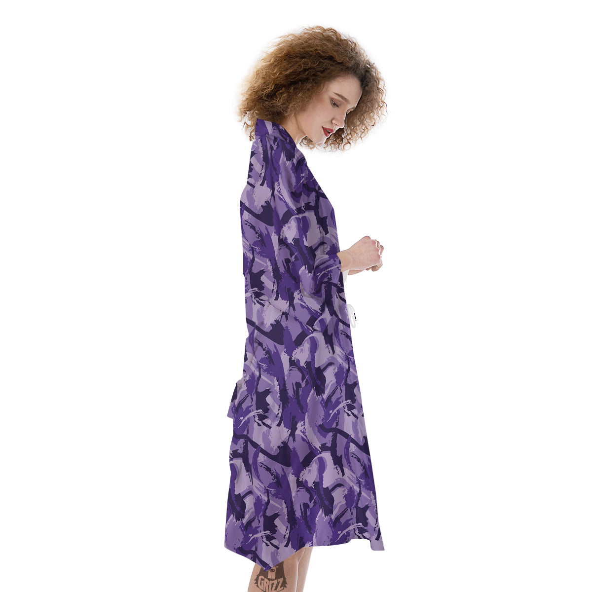 Purple Abstract Color Paint Print Kimono-grizzshop