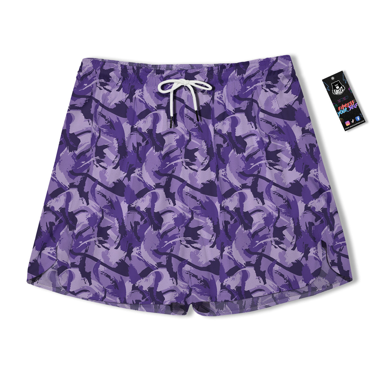 Purple Abstract Color Paint Print Men's Running Shorts-grizzshop