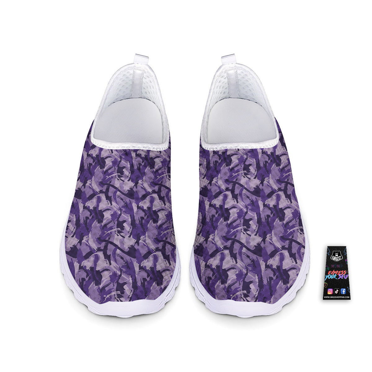 Purple Abstract Color Paint Print Nurse Shoes-grizzshop