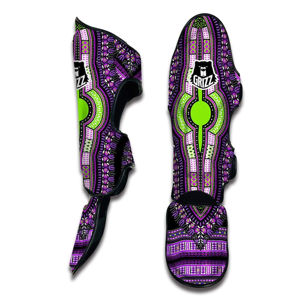 Purple African Dashiki Muay Thai Shin Guards-grizzshop