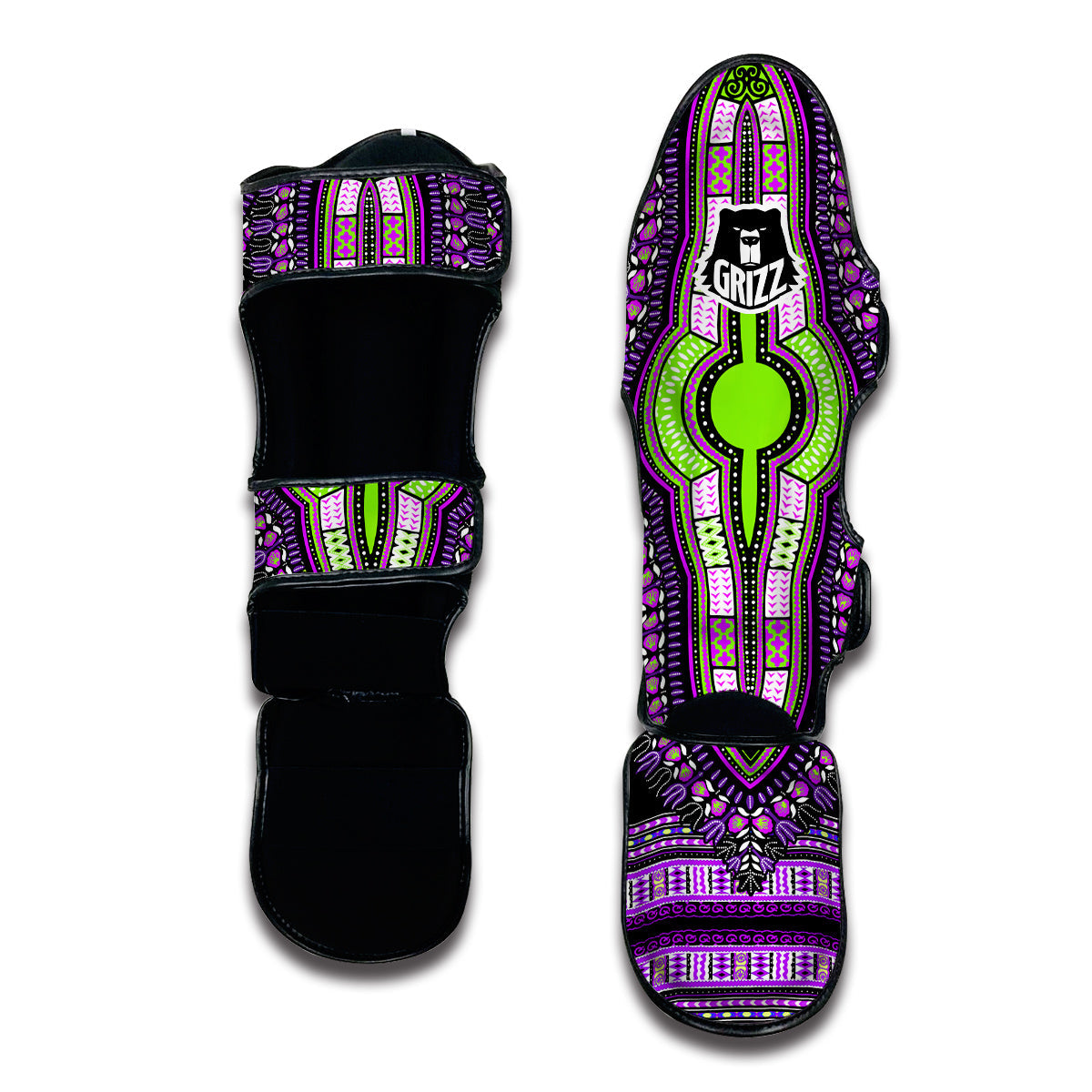 Purple African Dashiki Muay Thai Shin Guards-grizzshop