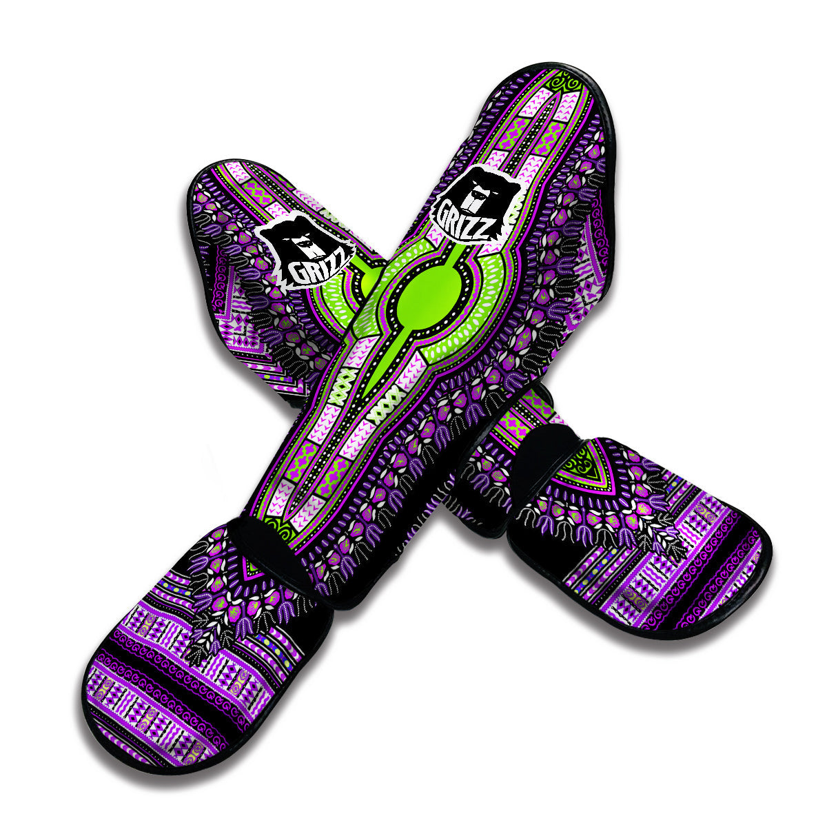 Purple African Dashiki Muay Thai Shin Guards-grizzshop