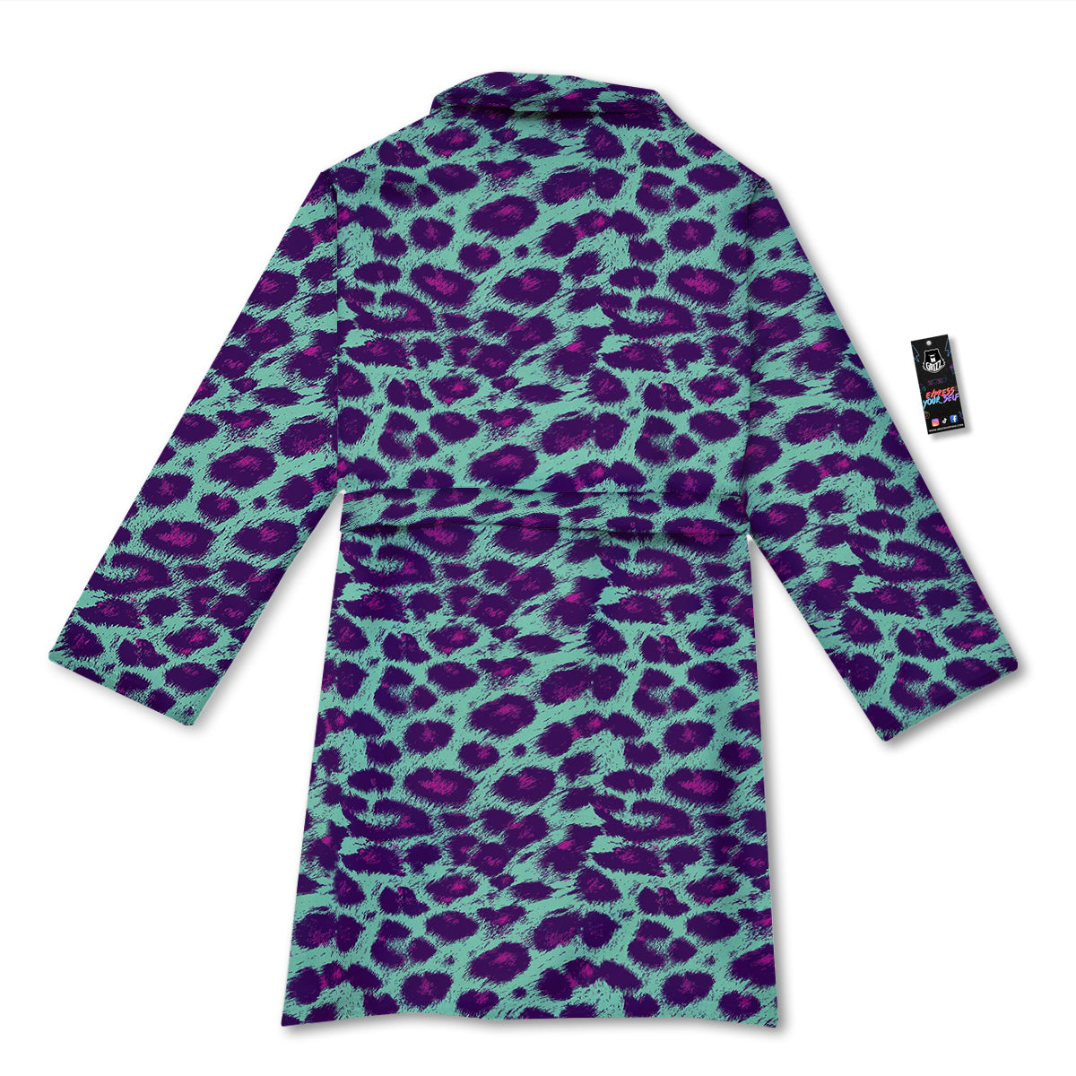 Purple And Blue Neon Leopard Print Bathrobe-grizzshop