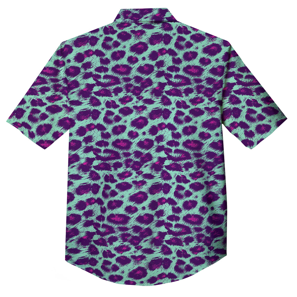 Purple And Blue Neon Leopard Print Button Up Shirt-grizzshop