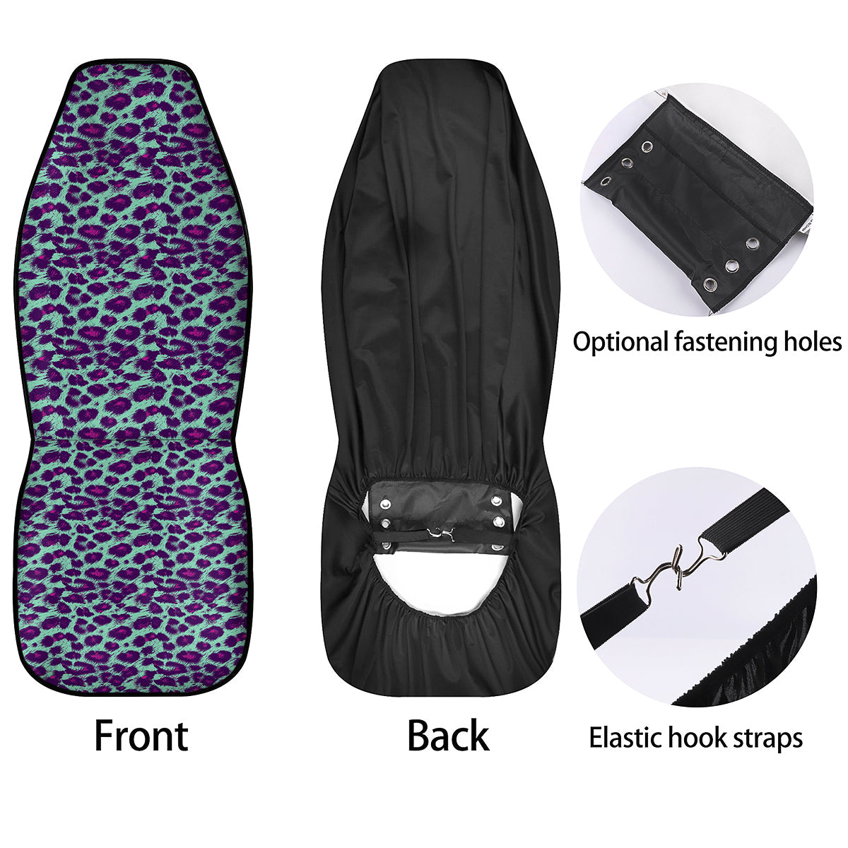 Purple And Blue Neon Leopard Print Car Seat Covers-grizzshop