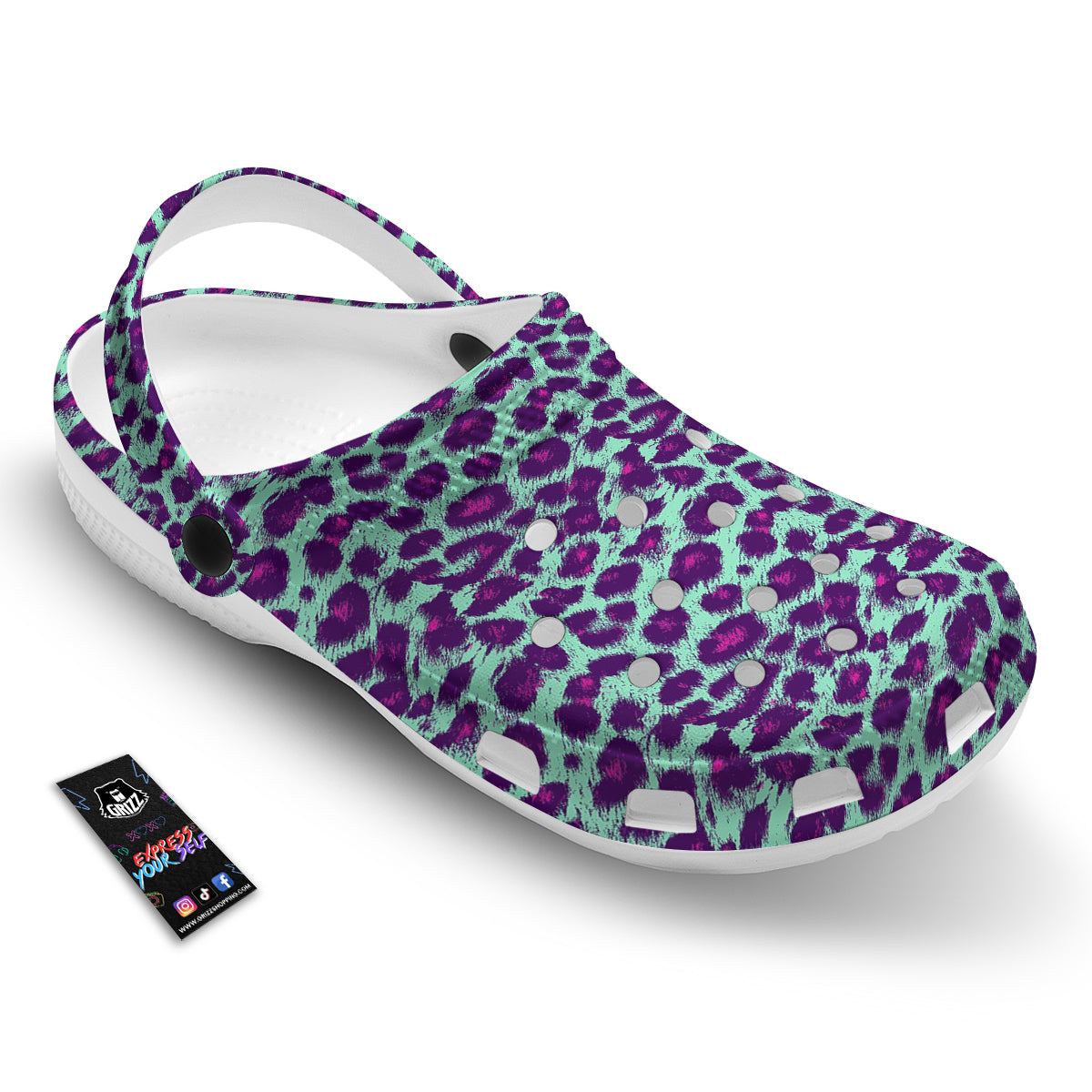 Purple And Blue Neon Leopard Print Clog-grizzshop