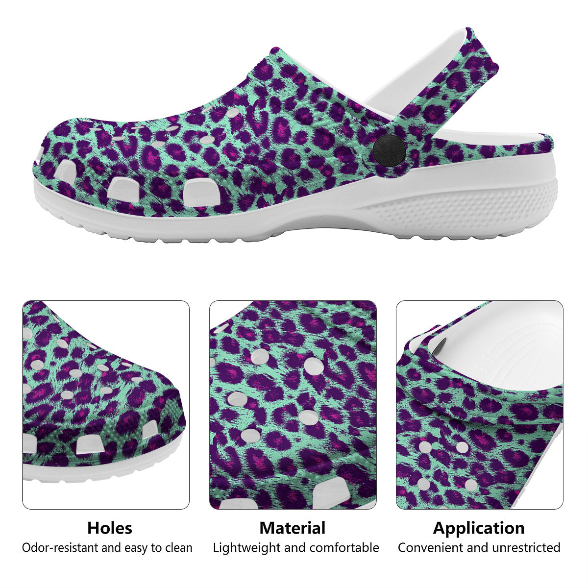 Purple And Blue Neon Leopard Print Clog-grizzshop