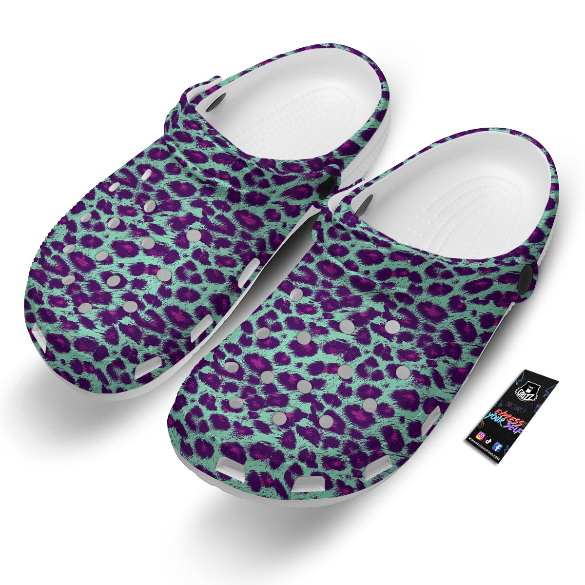 Purple And Blue Neon Leopard Print Clog-grizzshop