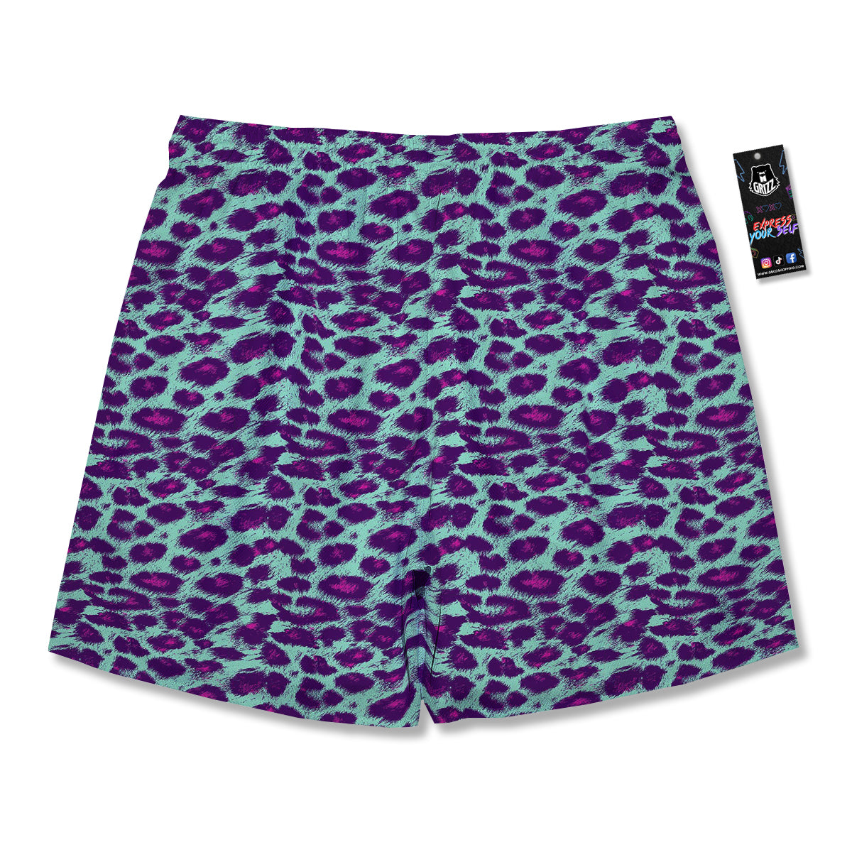 Purple And Blue Neon Leopard Print Men's Running Shorts-grizzshop