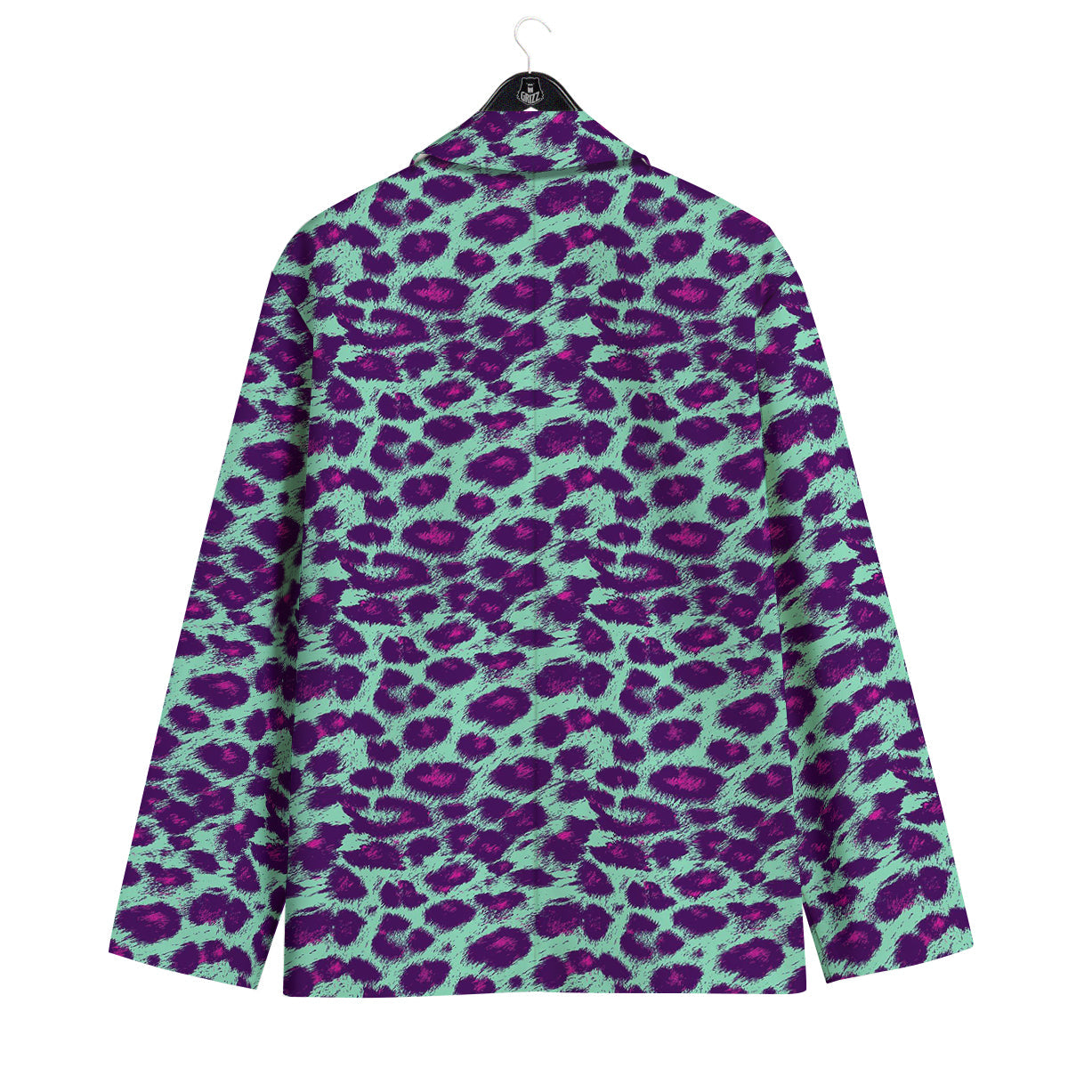 Purple And Blue Neon Leopard Print Men's Sport Coat-grizzshop
