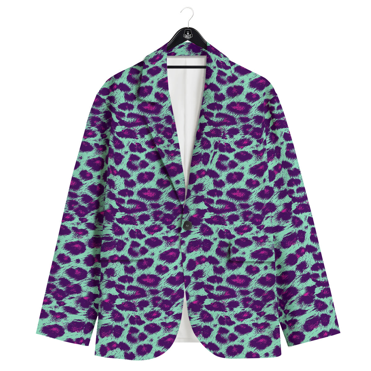 Purple And Blue Neon Leopard Print Men's Sport Coat-grizzshop