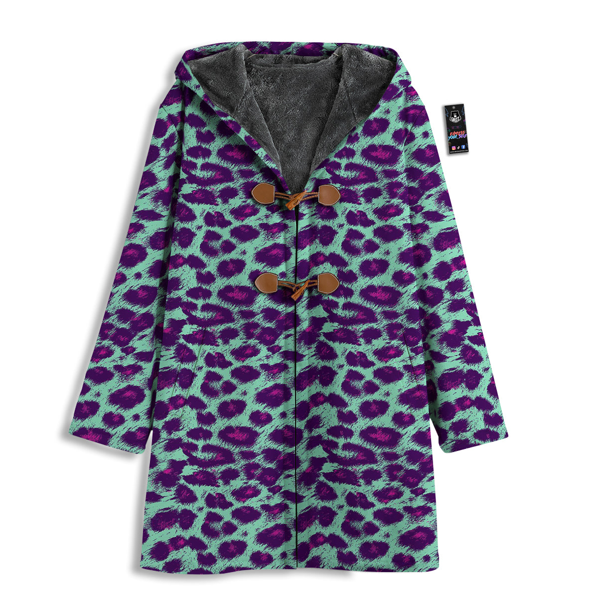 Purple And Blue Neon Leopard Print Men's Windbreaker Jacket-grizzshop