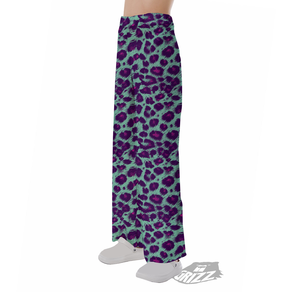 Purple And Blue Neon Leopard Print Pajama Pants-grizzshop