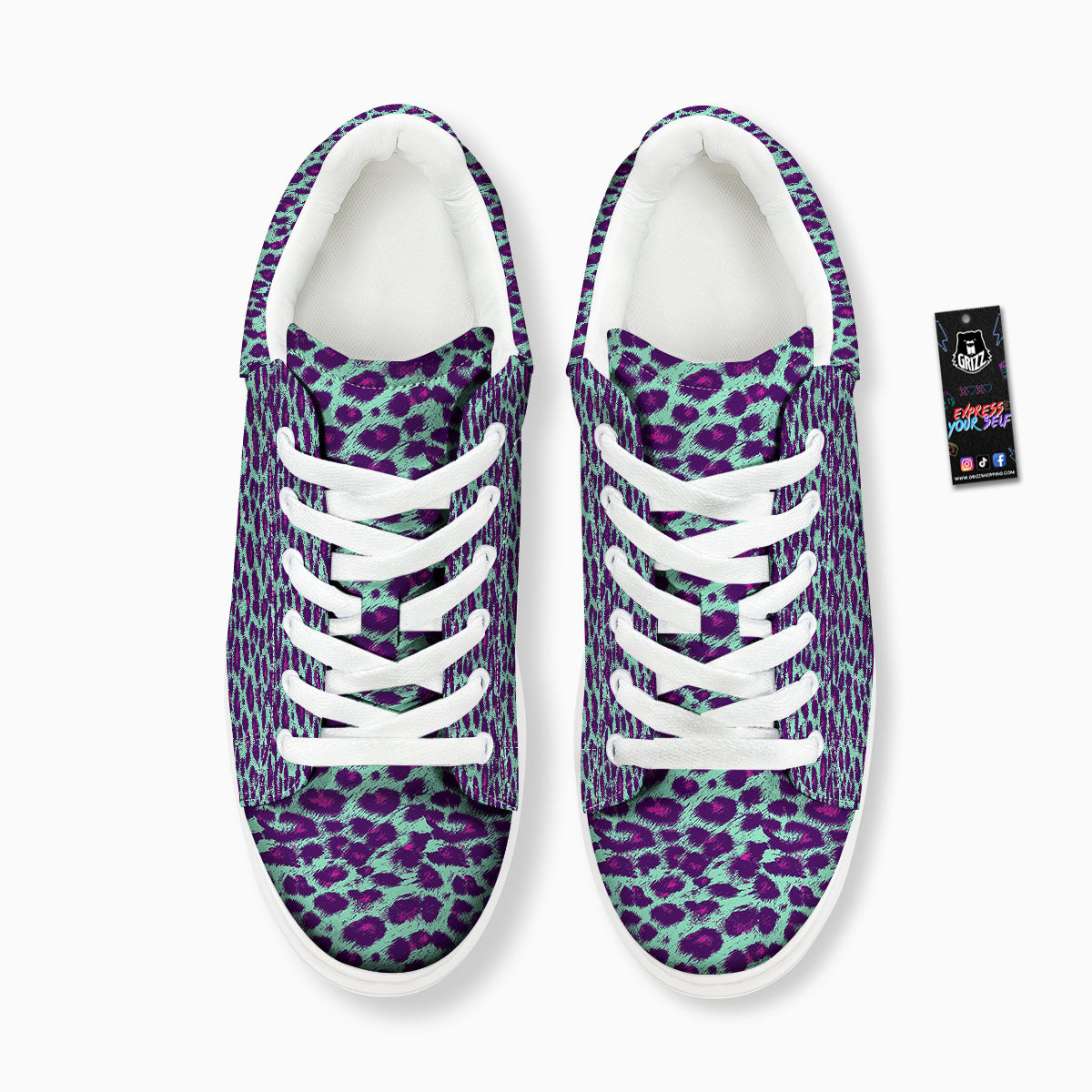 Purple And Blue Neon Leopard Print Platform Shoes-grizzshop