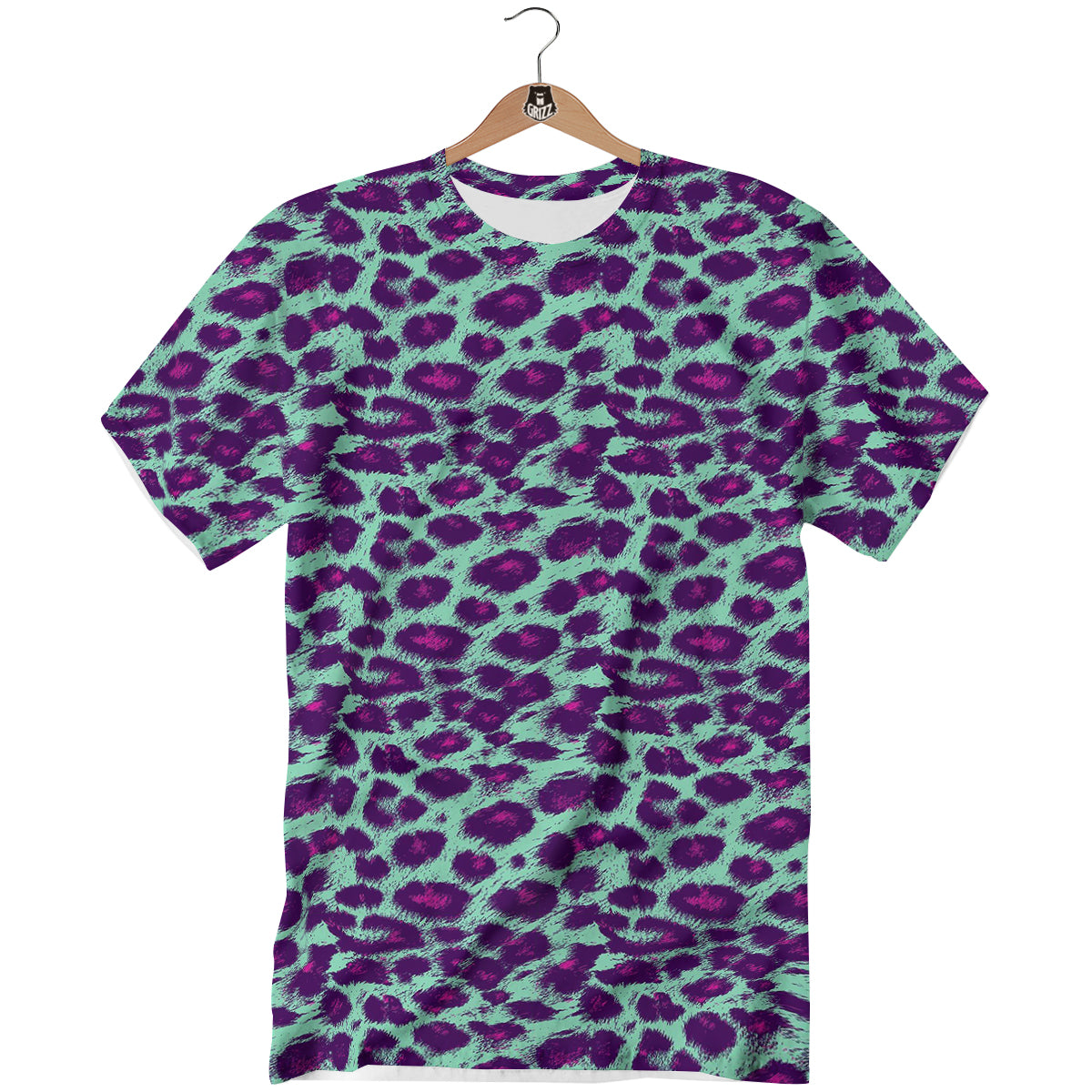 Purple And Blue Neon Leopard Print T-Shirt-grizzshop
