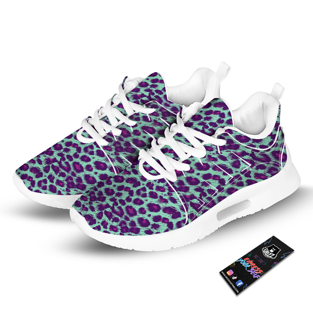 Purple And Blue Neon Leopard Print Tennis Shoes-grizzshop