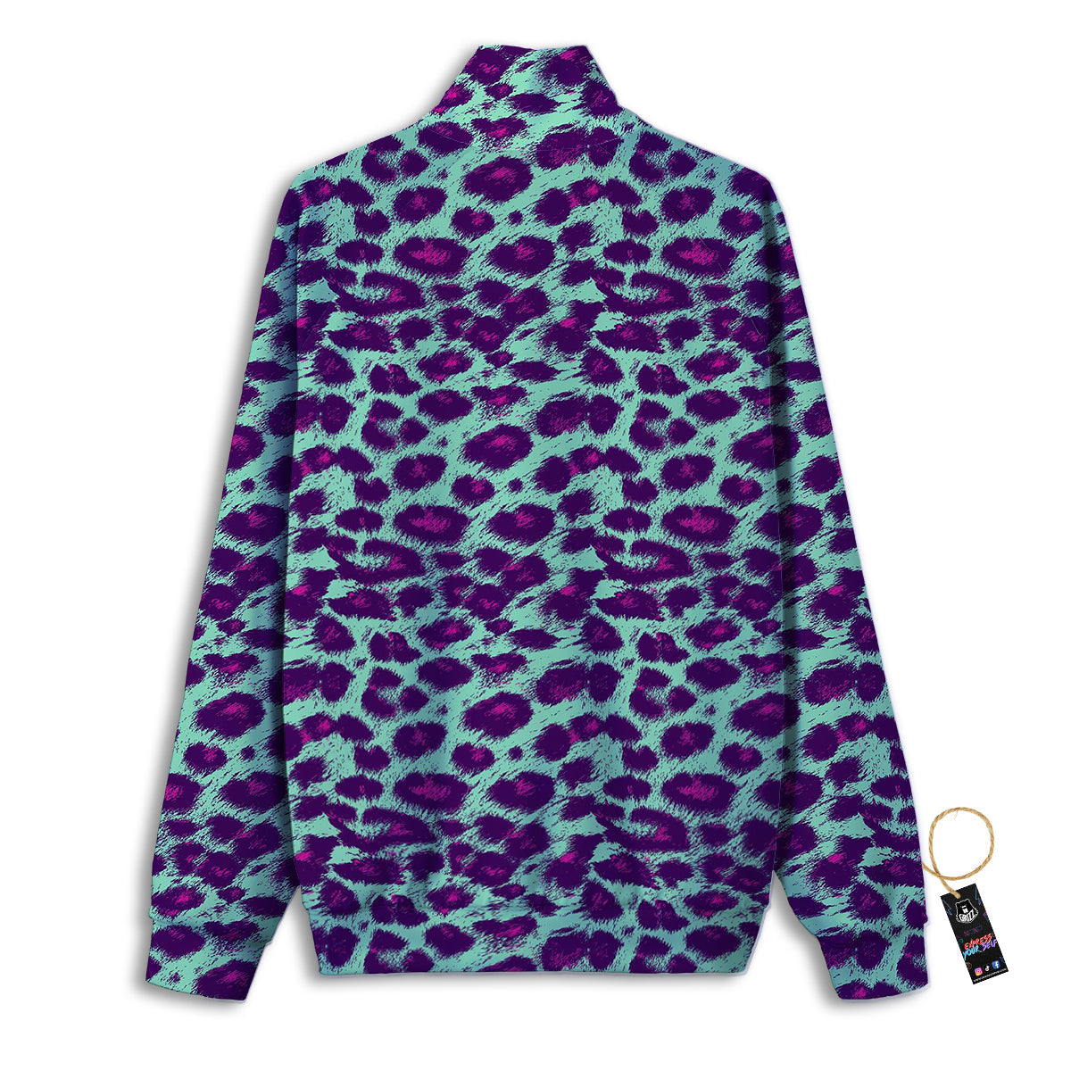Purple And Blue Neon Leopard Print Track Jacket-grizzshop