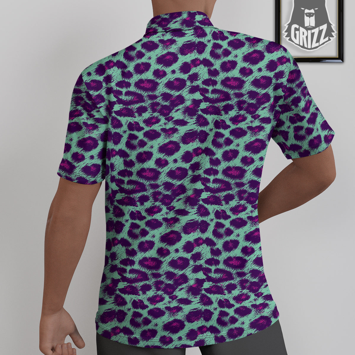 Purple And Blue Neon Leopard Print Untucked Shirts-grizzshop