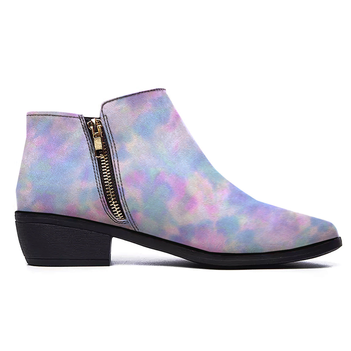 Purple And Blue Tie Dye Shibori Print Ankle Boots-grizzshop