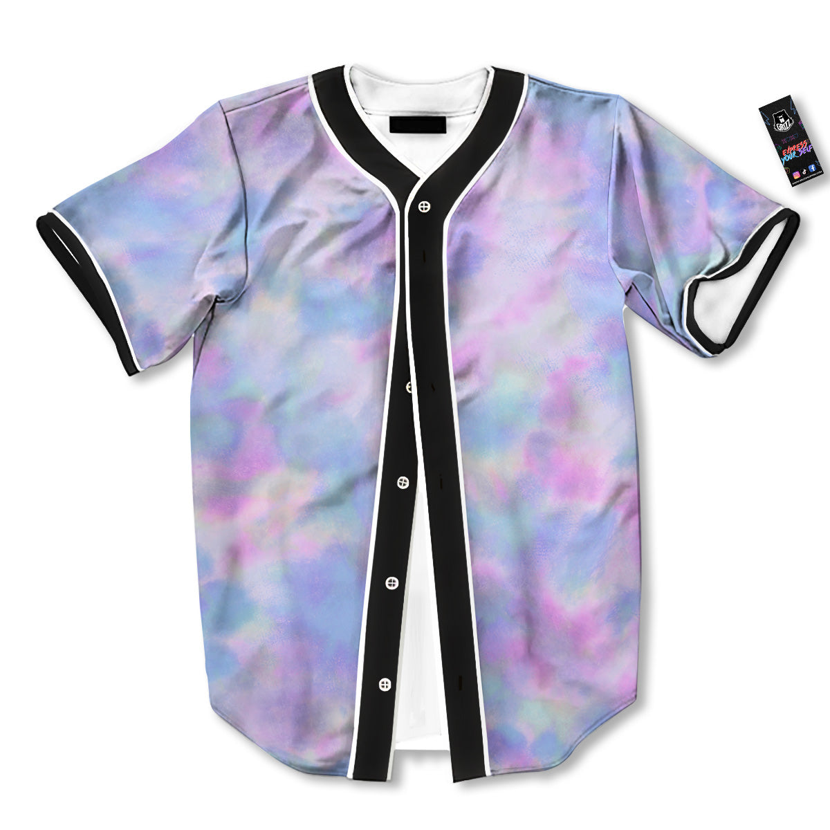Purple And Blue Tie Dye Shibori Print Baseball Jersey-grizzshop
