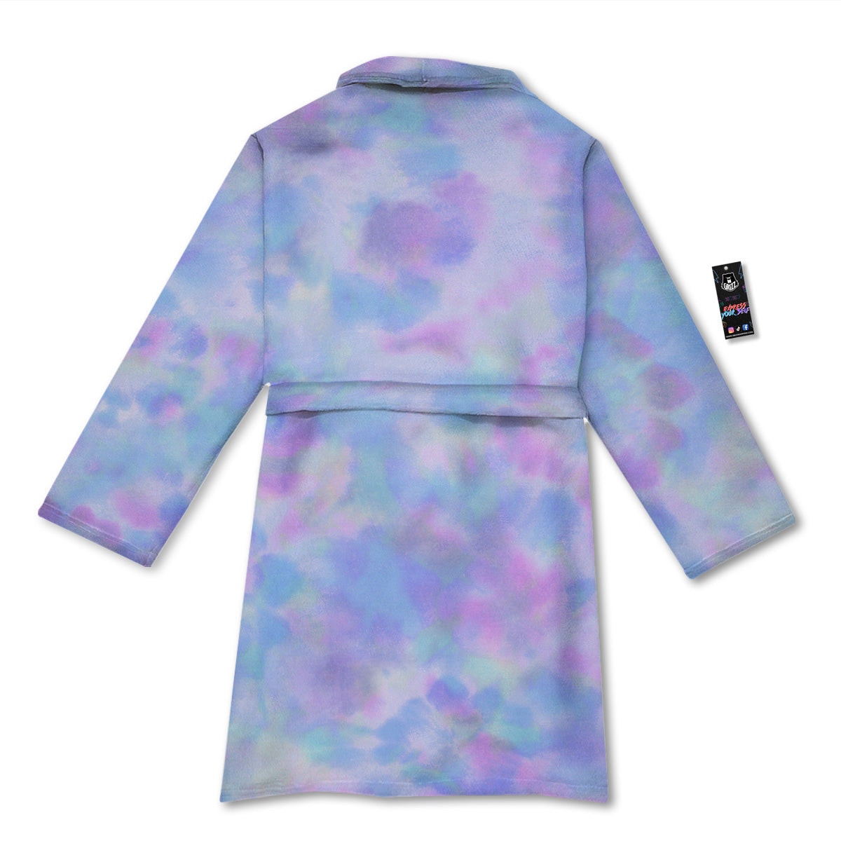 Purple And Blue Tie Dye Shibori Print Bathrobe-grizzshop