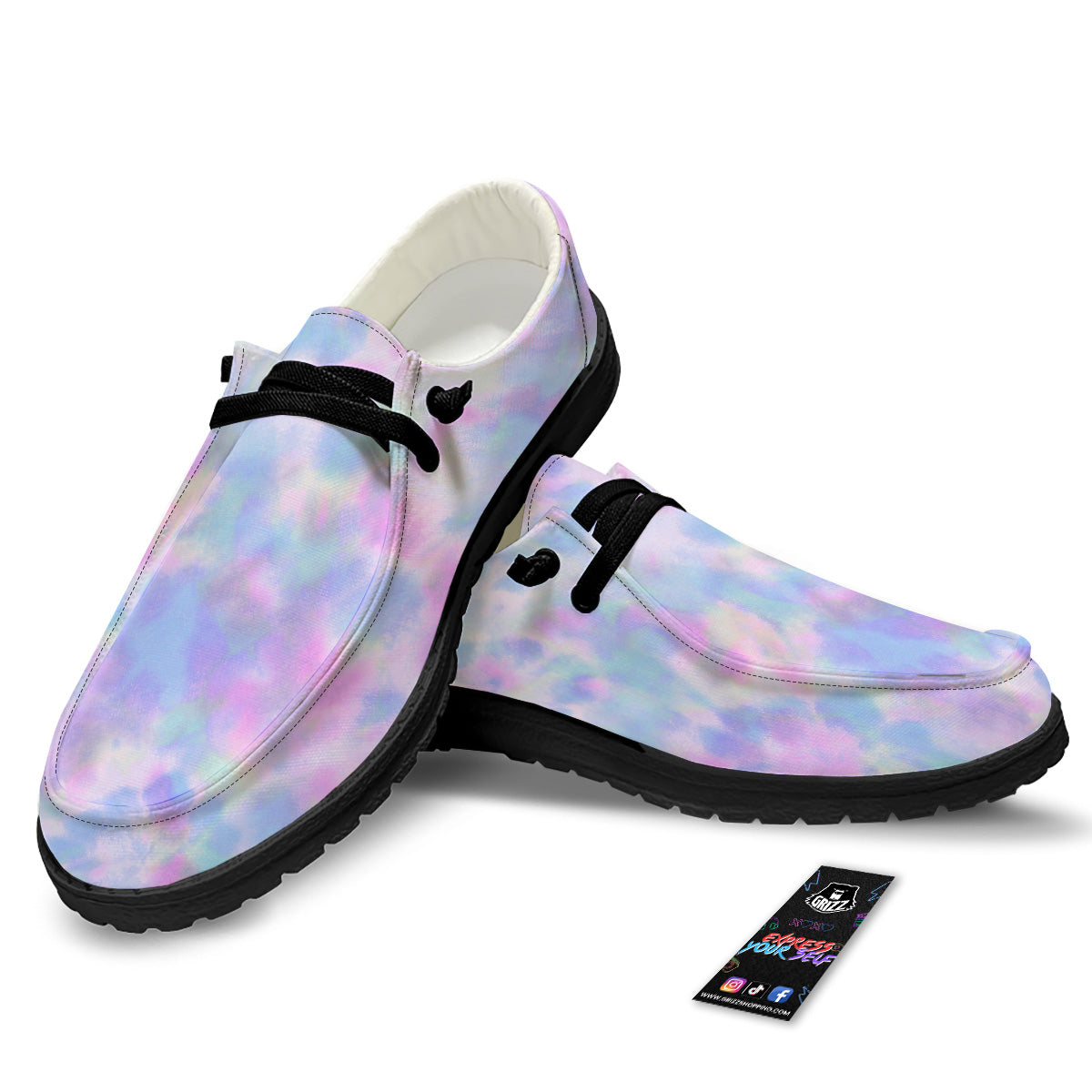 Purple And Blue Tie Dye Shibori Print Black Loafers-grizzshop