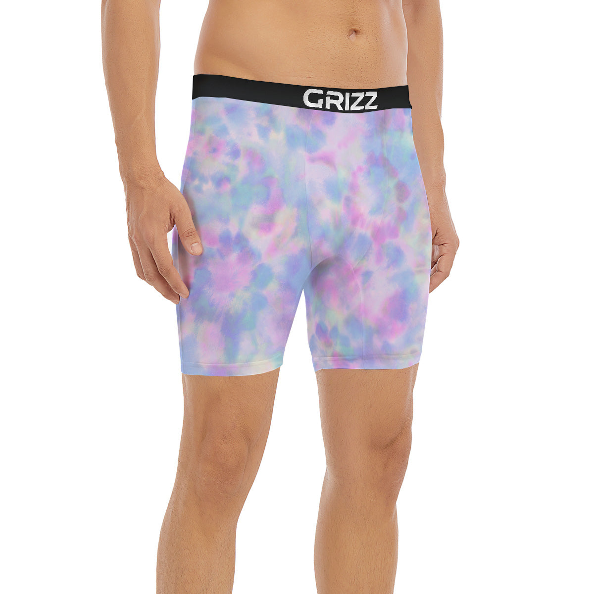 Purple And Blue Tie Dye Shibori Print Boxer Briefs-grizzshop
