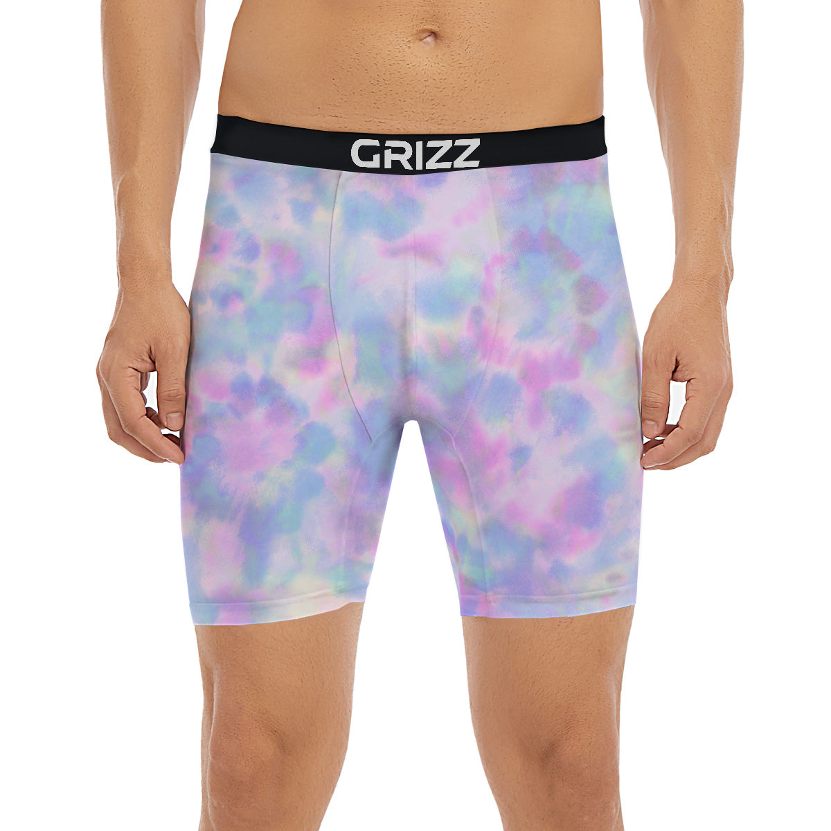 Purple And Blue Tie Dye Shibori Print Boxer Briefs-grizzshop
