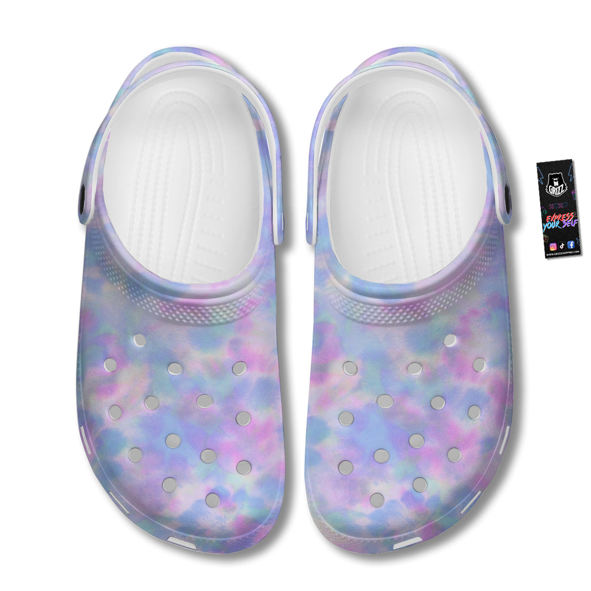 Purple And Blue Tie Dye Shibori Print Clog-grizzshop