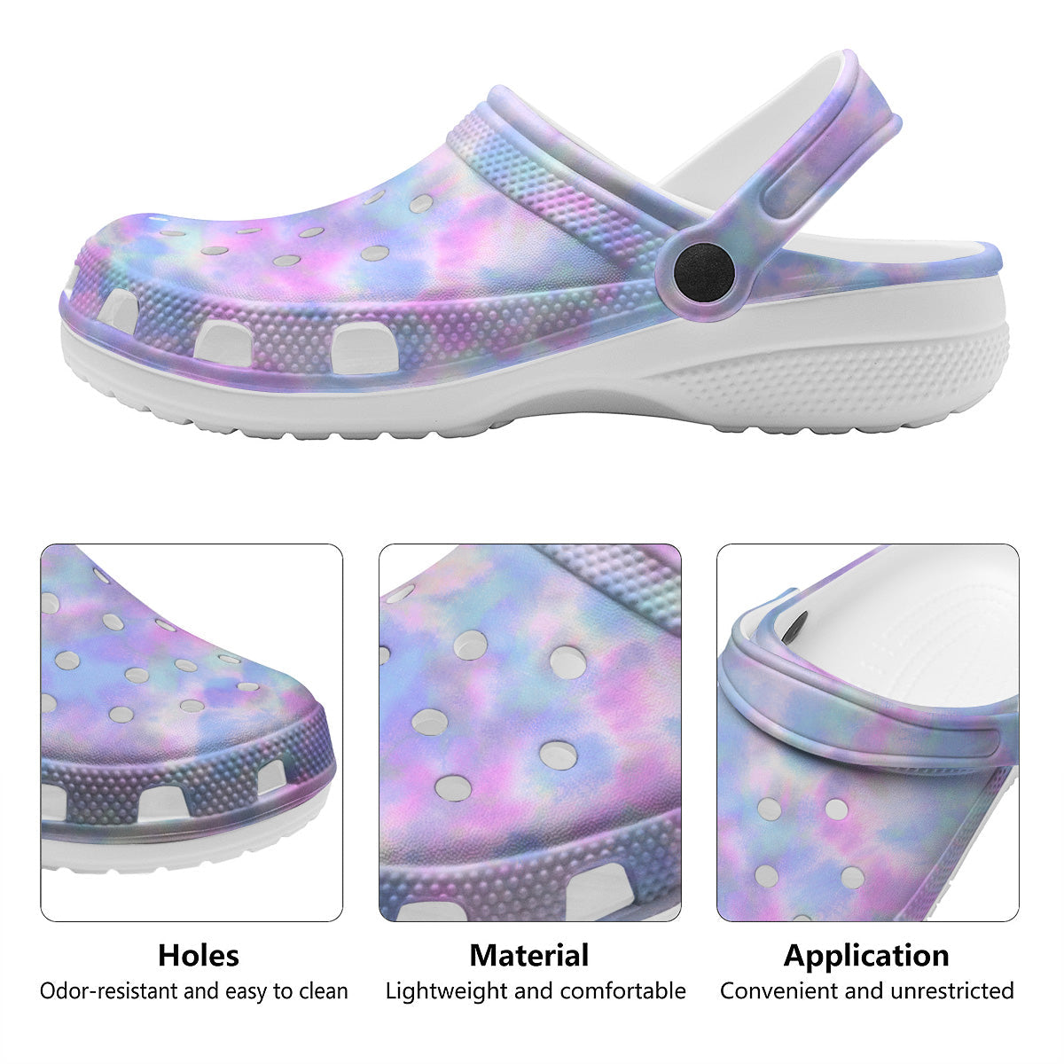 Purple And Blue Tie Dye Shibori Print Clog-grizzshop