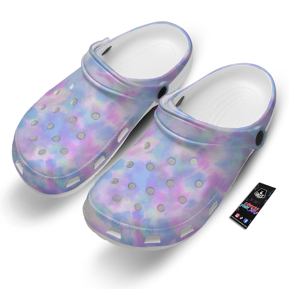 Purple And Blue Tie Dye Shibori Print Clog-grizzshop