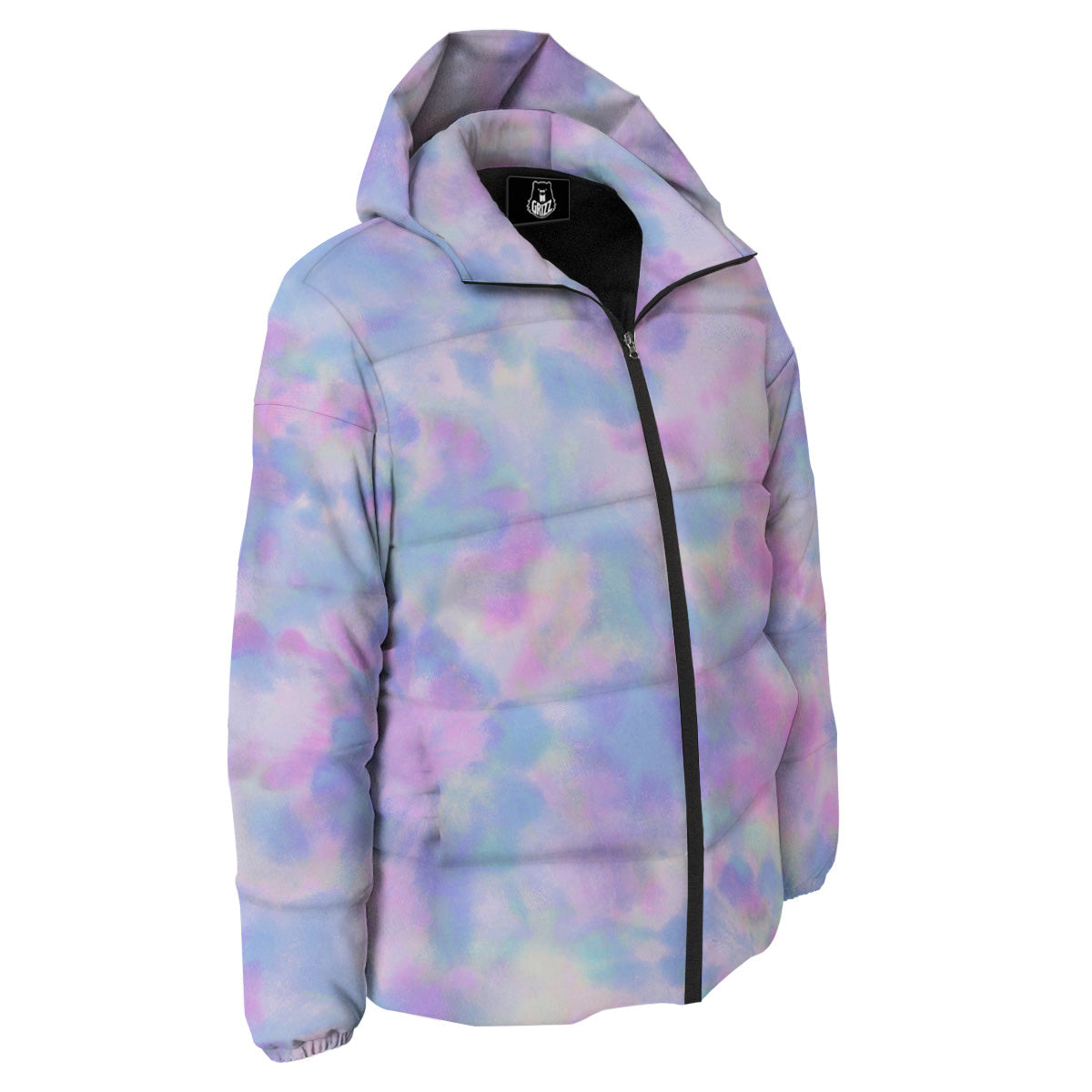 Purple And Blue Tie Dye Shibori Print Down Jacket-grizzshop