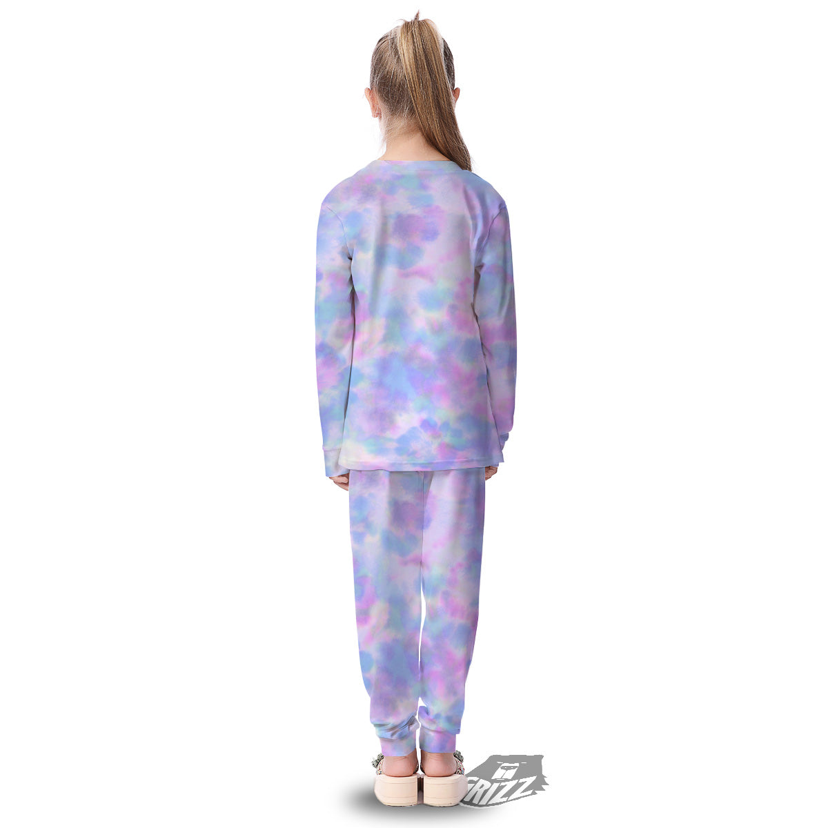 Purple And Blue Tie Dye Shibori Print Kid's Pajamas-grizzshop