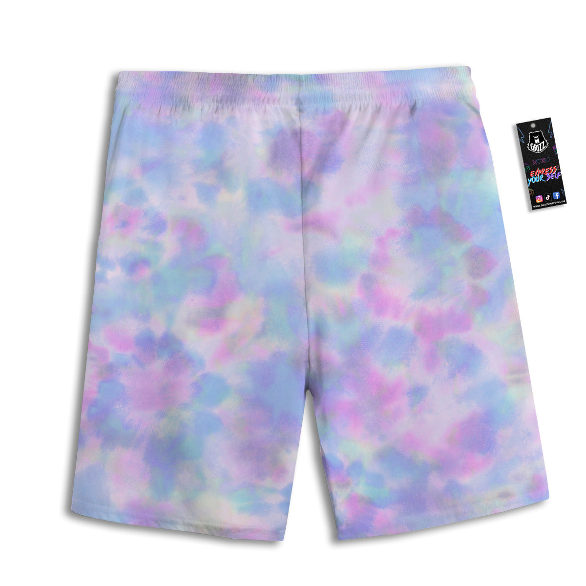 Purple And Blue Tie Dye Shibori Print Men's Athletic Shorts